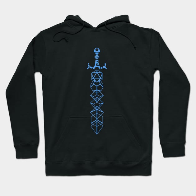 The Polyhedral Dice Collector's Blue Sword Hoodie by dungeonarmory